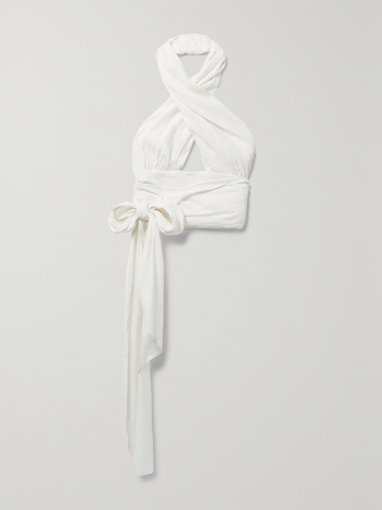 Cult Gaia Brigette Cropped Linen-blend Halterneck Top