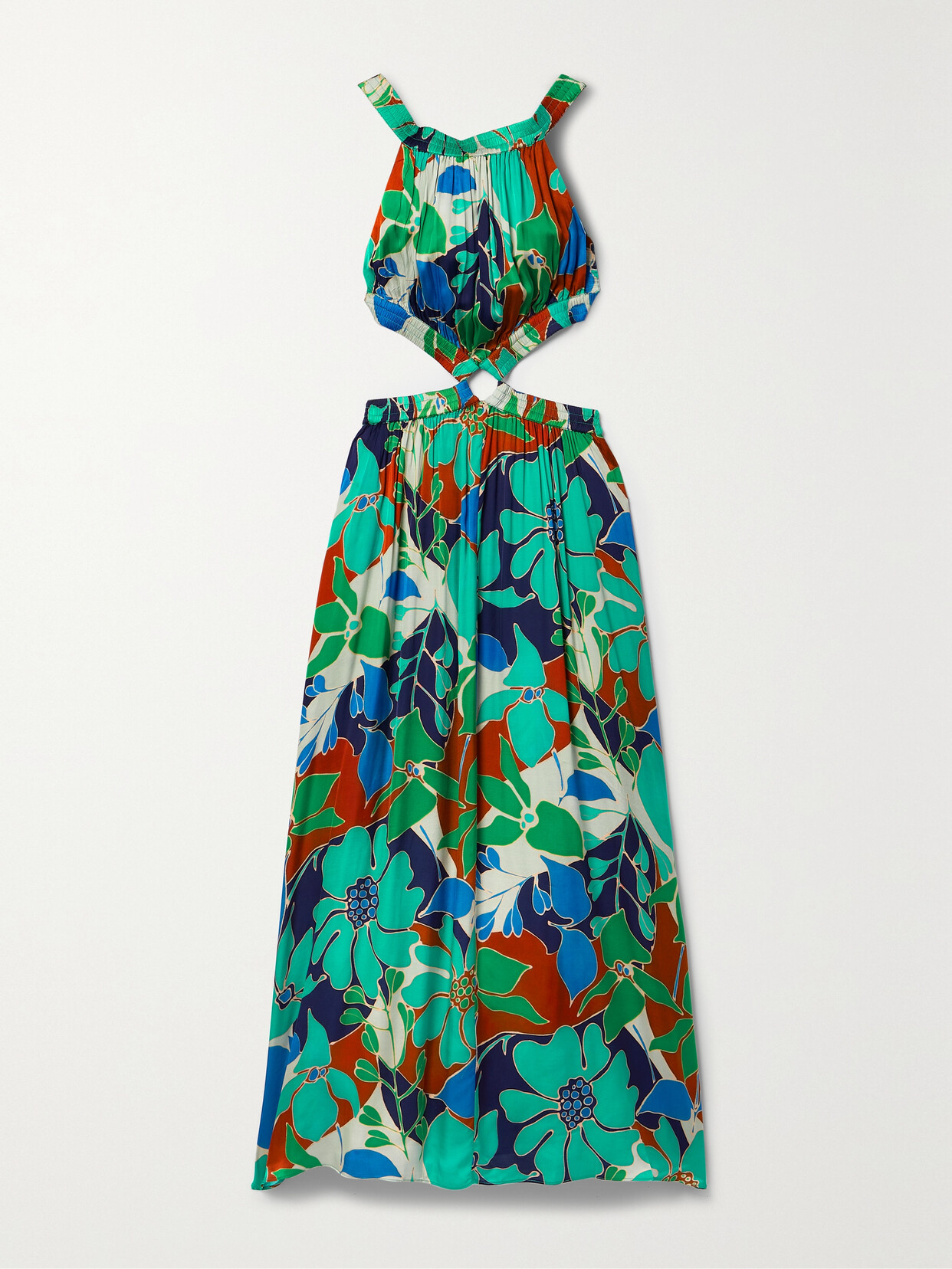 Cult Gaia Theia Cutout Printed Satin Midi Dress - Green