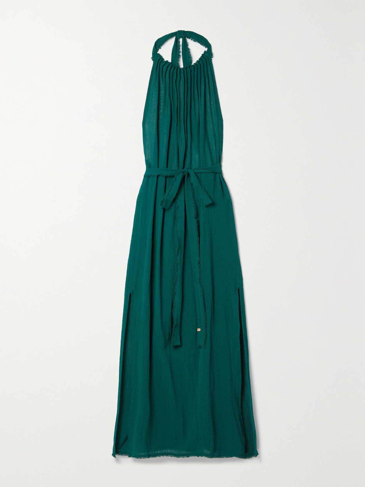 Caravana Malki Cotton-gauze Halterneck Midi Dress In Green