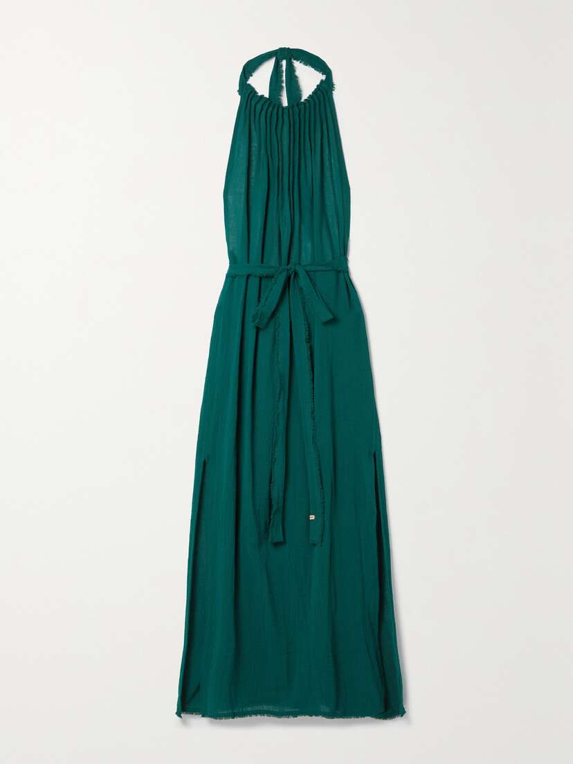 Caravana + Net Sustain Malki Cotton-gauze Halterneck Midi Dress