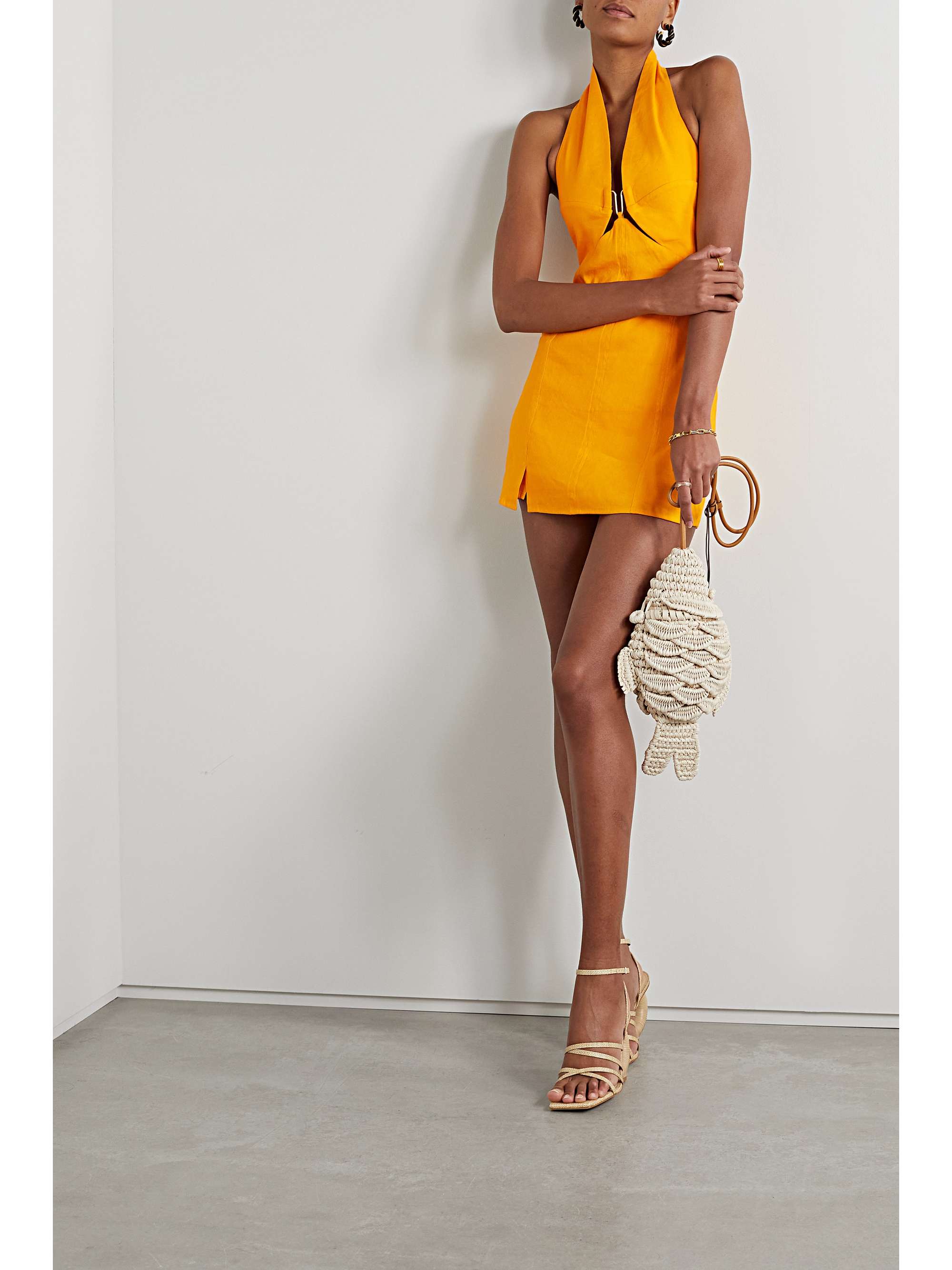 CULT GAIA Rumi cutout linen-blend halterneck mini dress | NET-A-PORTER