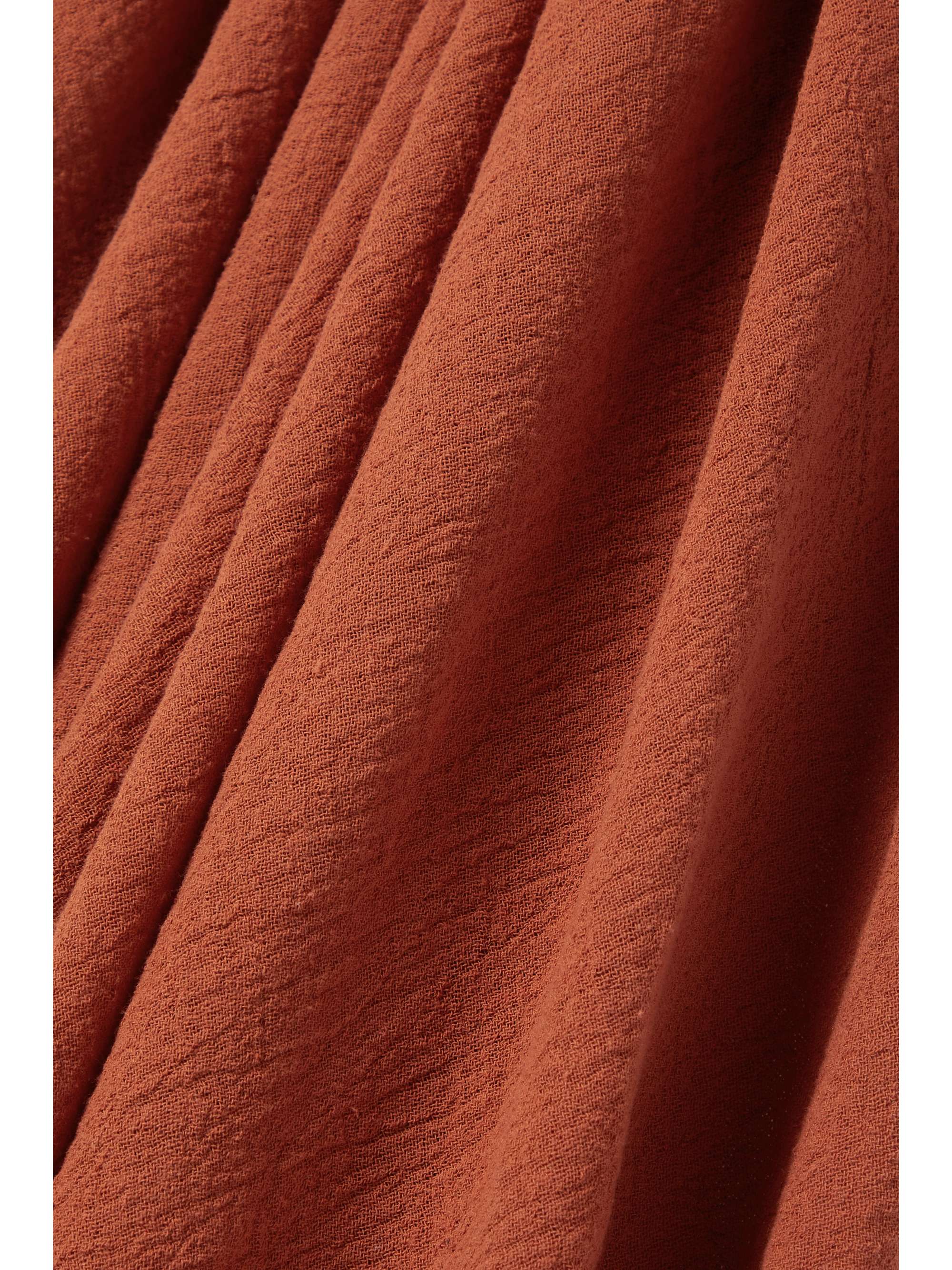 CARAVANA Ayikal leather-trimmed cotton-gauze midi dress