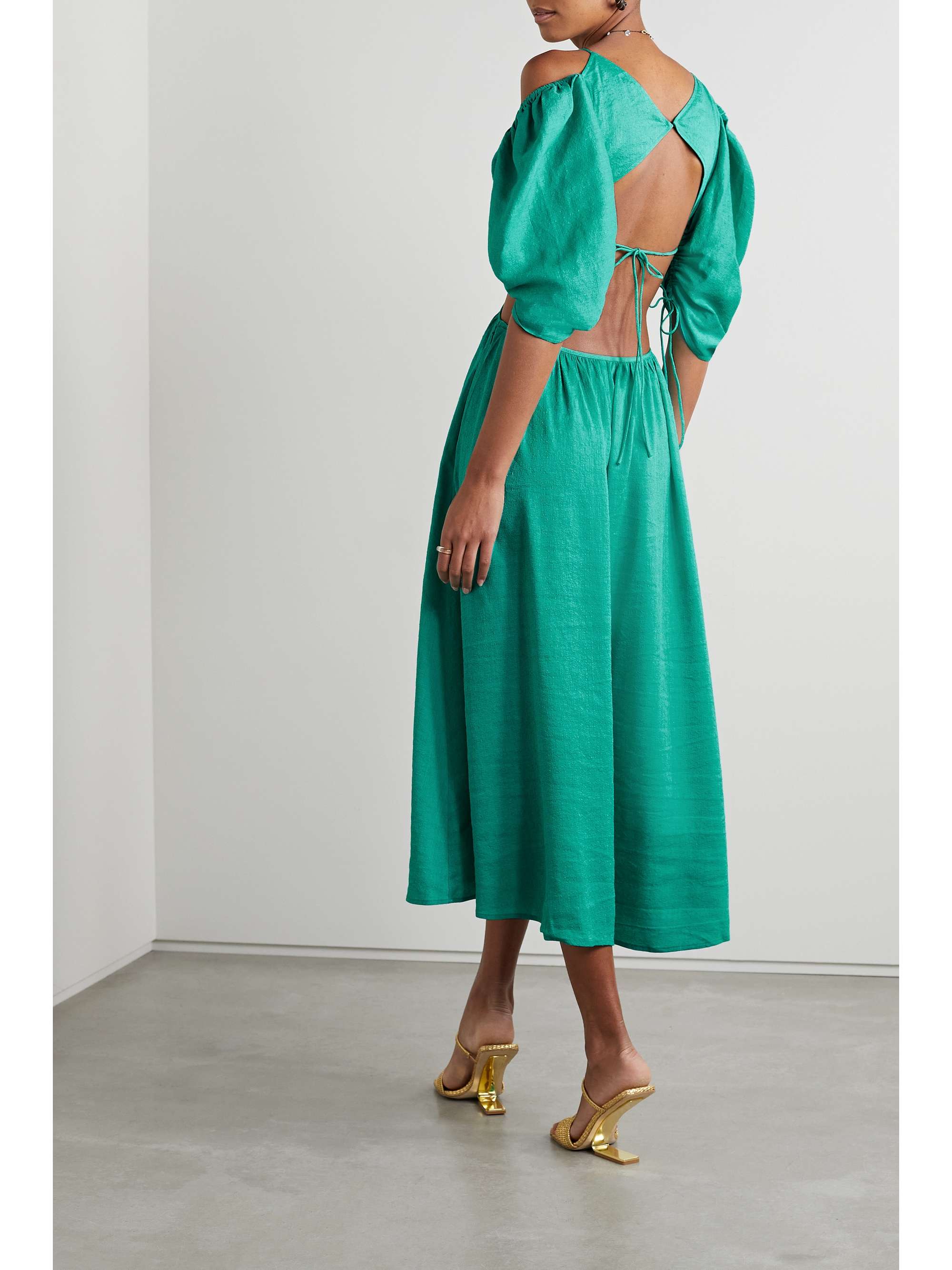 CULT GAIA Charlize cutout twill midi dress | NET-A-PORTER