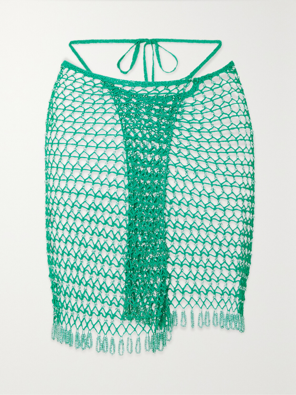 Cult Gaia - Sato Beaded Fringed Crochet-knit Coverup - Green