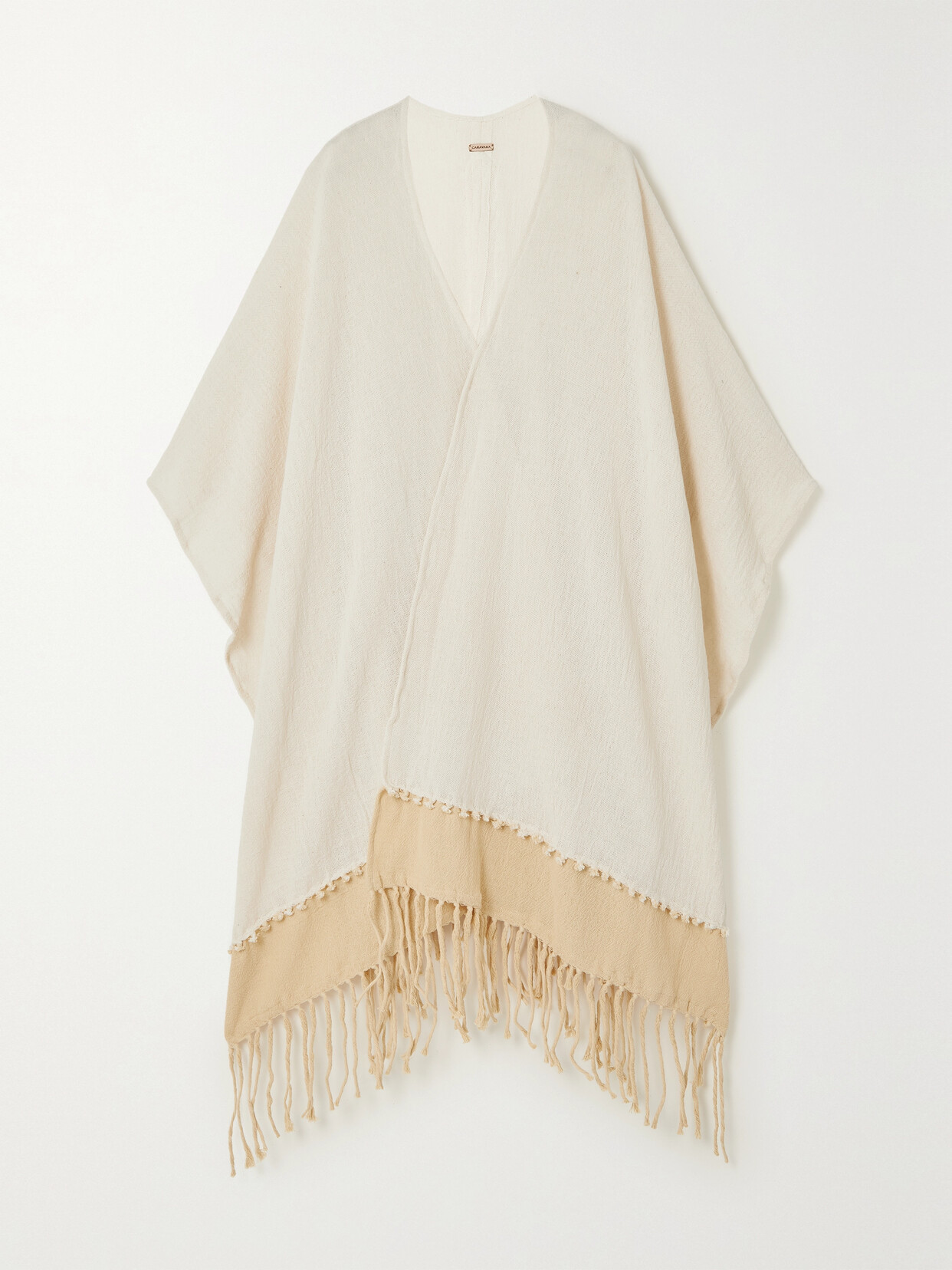 Caravana - + Net Sustain Wanpu Fringed Two-tone Cotton-gauze Coverup - Neutrals