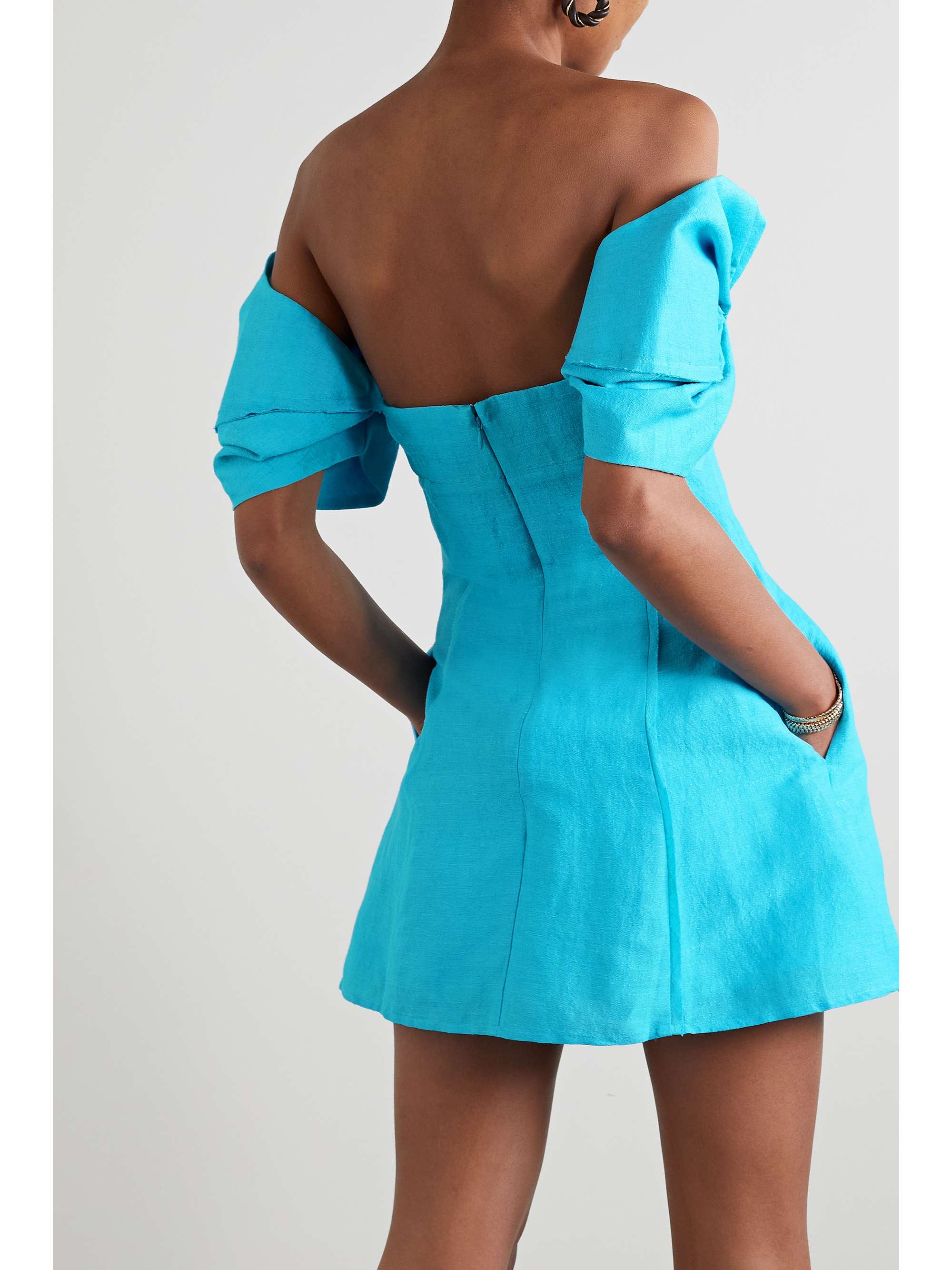 CULT GAIA Asal off-the-shoulder gathered woven mini dress