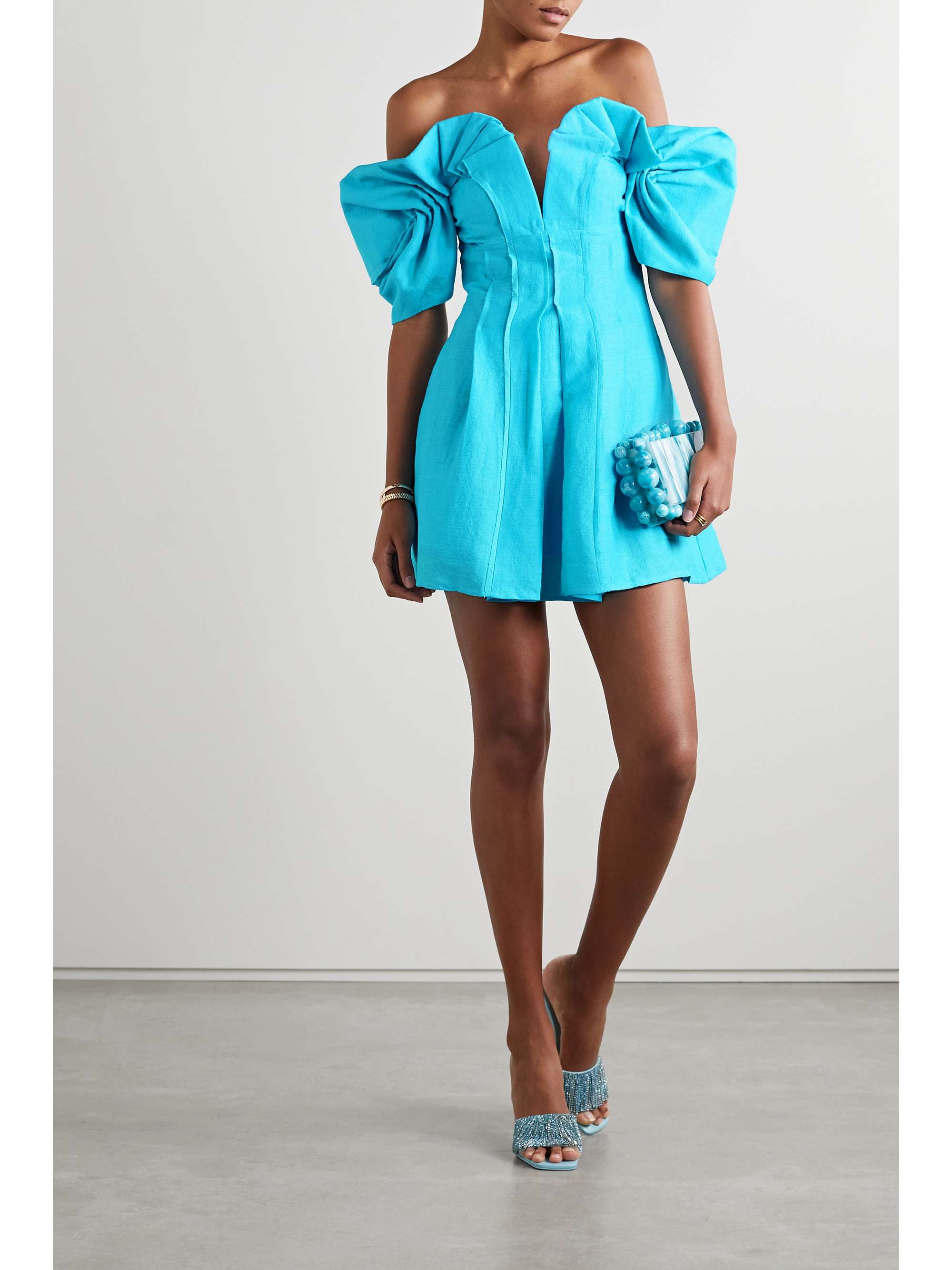 CULT GAIA Asal off-the-shoulder gathered woven mini dress