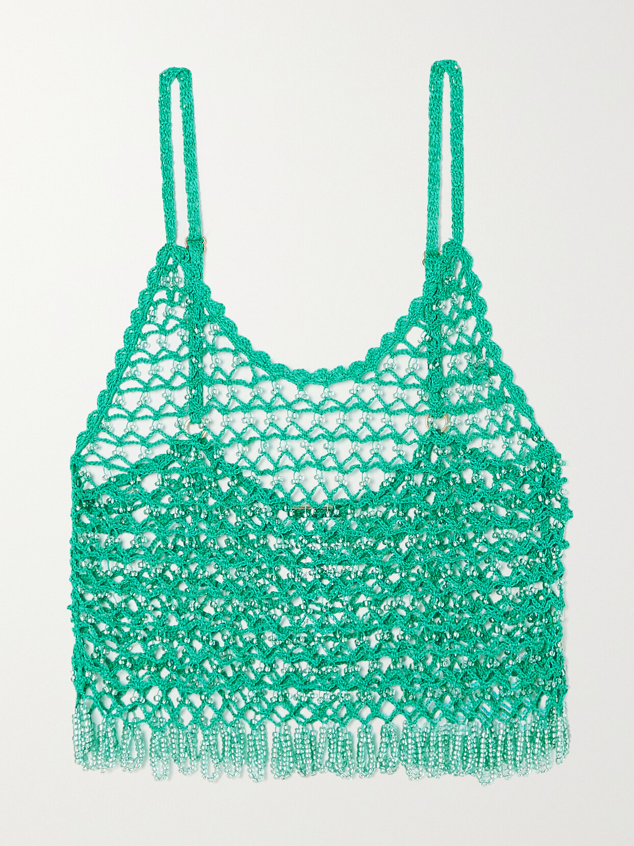 Cult Gaia Nikki Bead-embellished Crochet-knit Top - Green