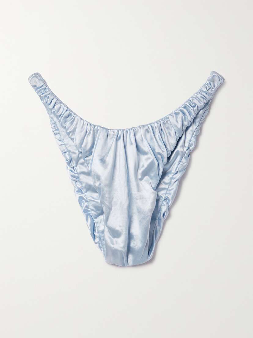 Isa Boulder Jessie Ruched Metallic Stretch-satin Bikini Briefs -  - x large