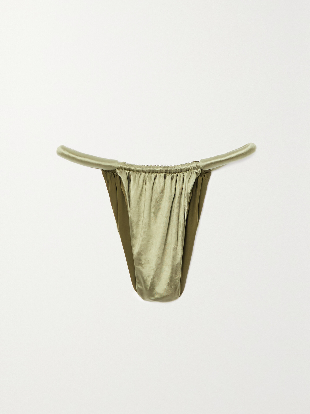 Isa Boulder Joni Ruched Stretch-satin Bikini Briefs - Green