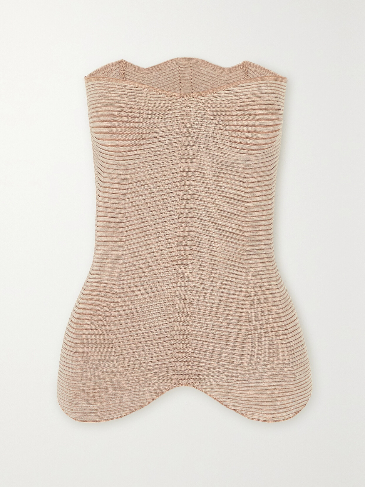 Isa Boulder - Curly Strapless Ribbed-knit Top - Cream