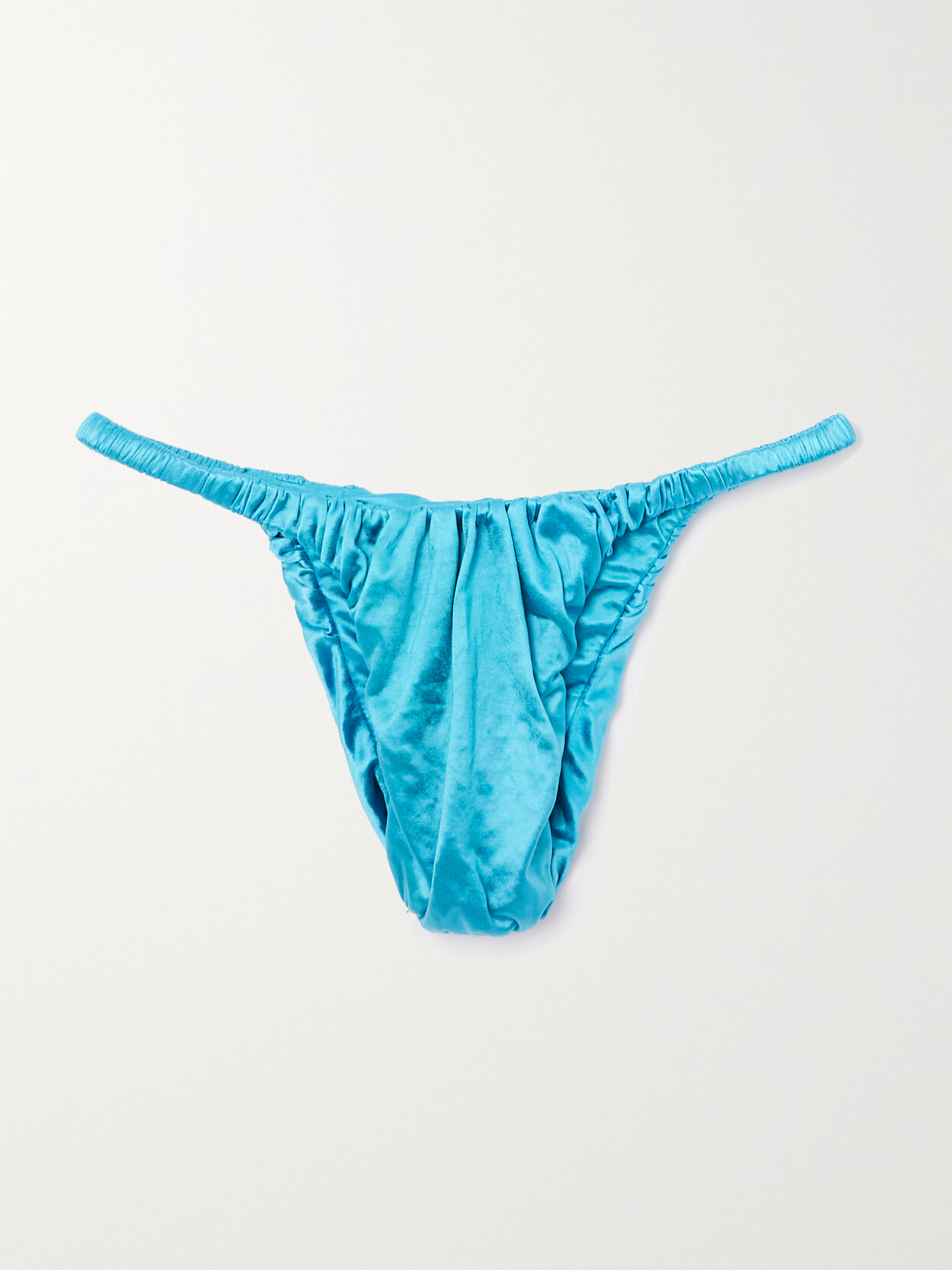 Isa Boulder Waves Ruched Stretch-satin Bikini Briefs - Blue