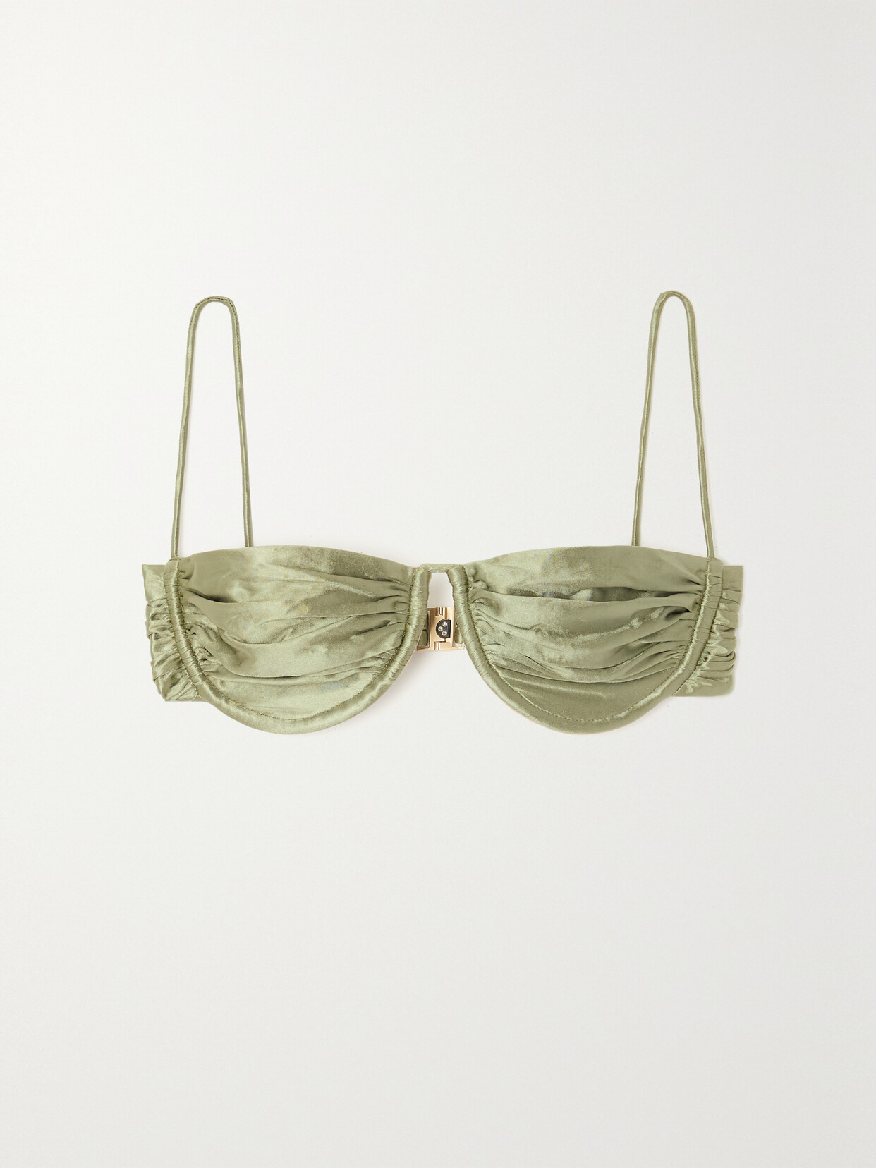 Isa Boulder - Ripple Ruched Stretch-satin Underwired Bikini Top - Green