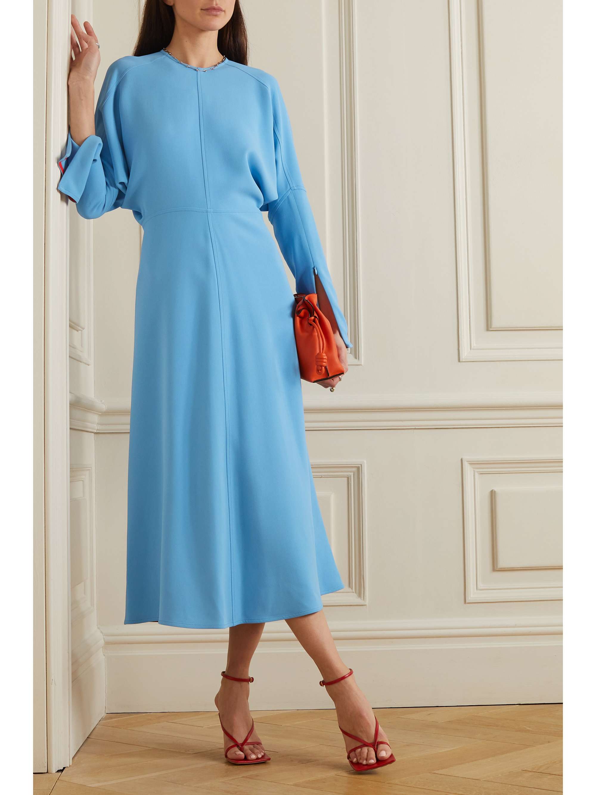 blue victoria beckham dress