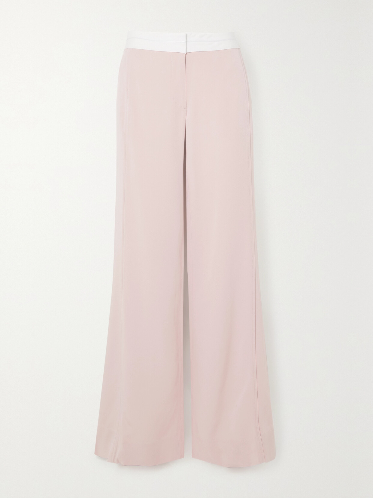 Victoria Beckham Paneled Two-tone Glossed-crepe Straight-leg Pants - Pink