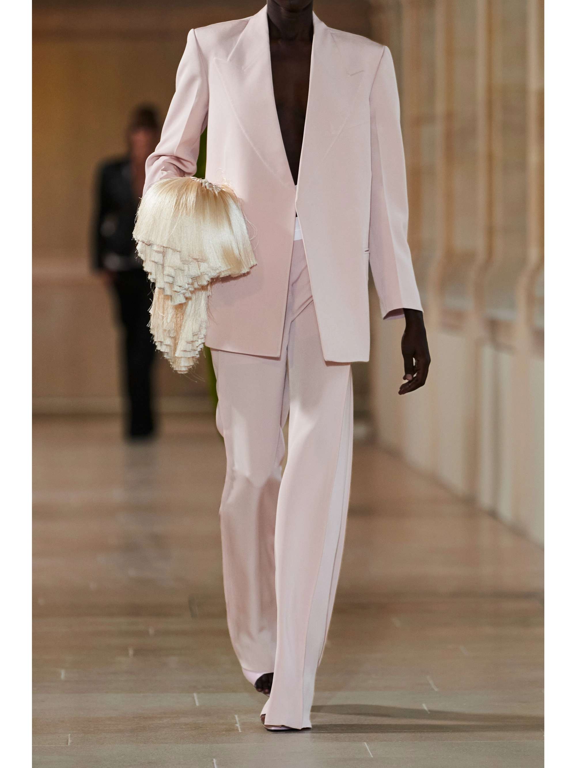 VICTORIA BECKHAM Paneled two-tone stretch-cady straight-leg pants