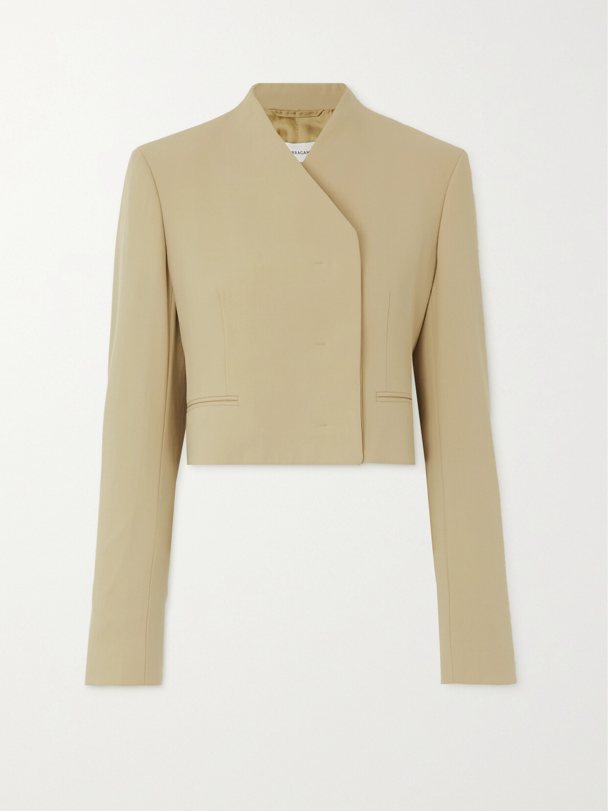 Ferragamo - Cropped Grain De Poudre Wool Blazer - Gray