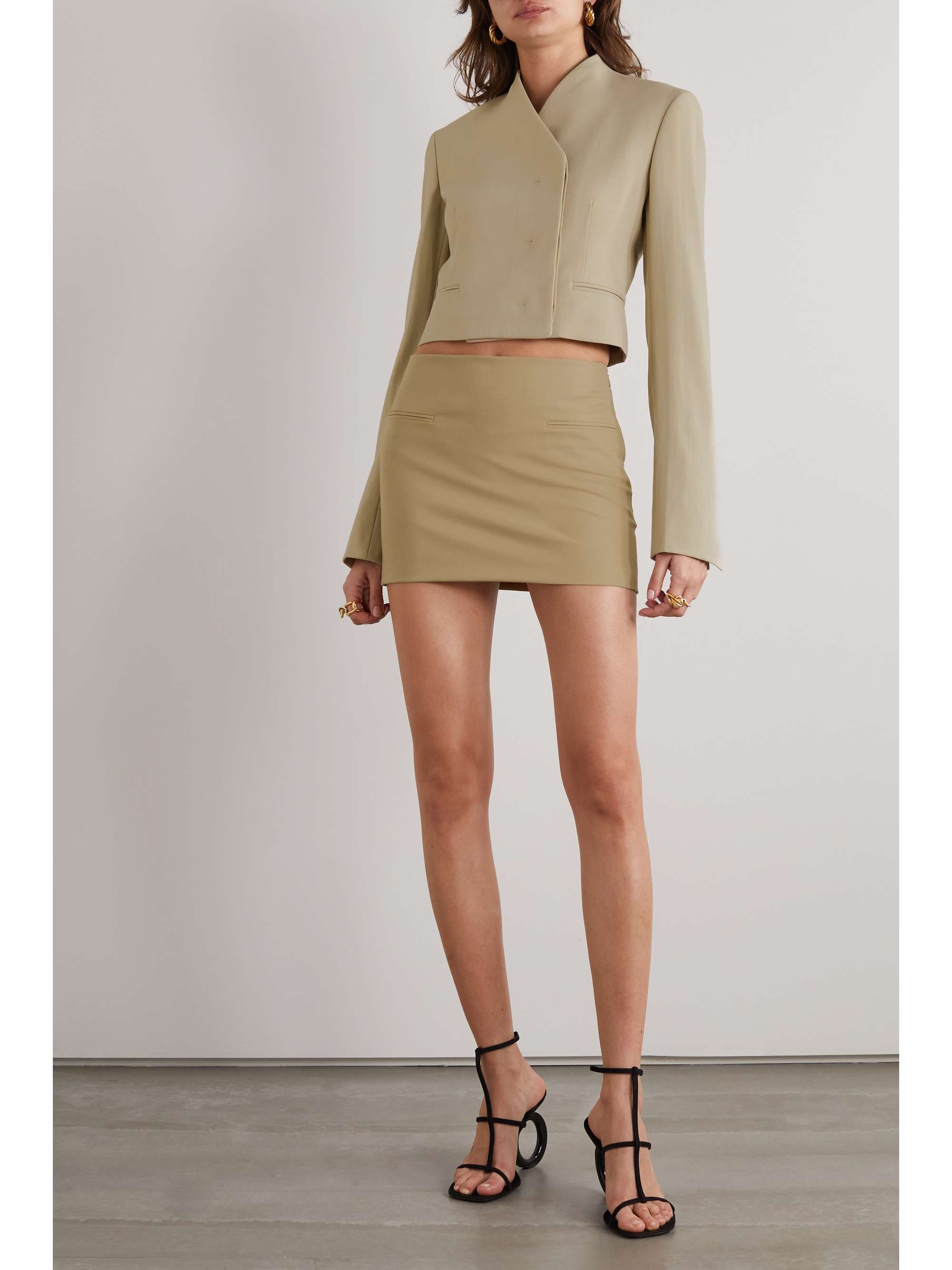 Cropped grain de poudre wool blazer