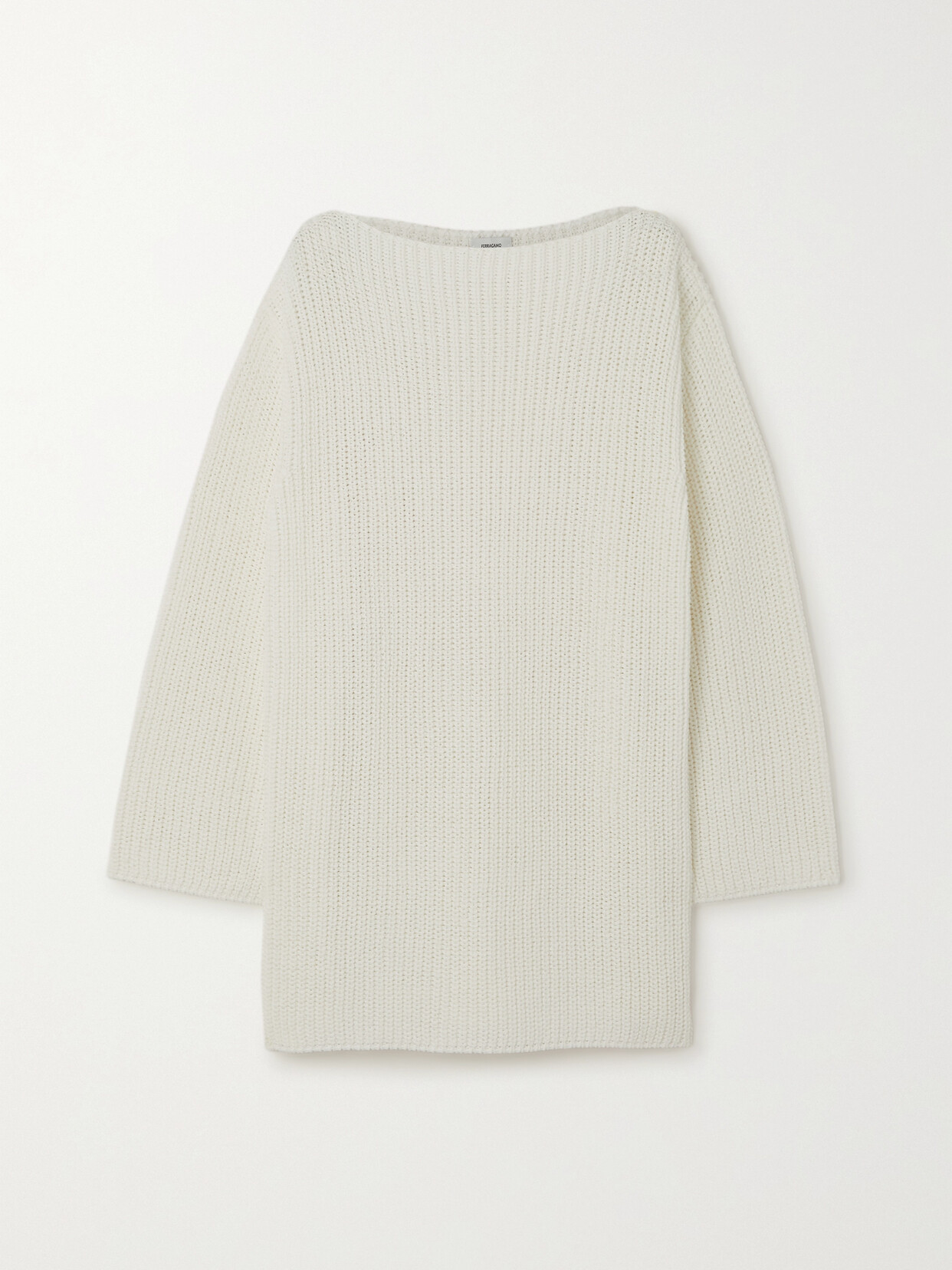 Ferragamo - Oversized Ribbed Cotton Sweater - White