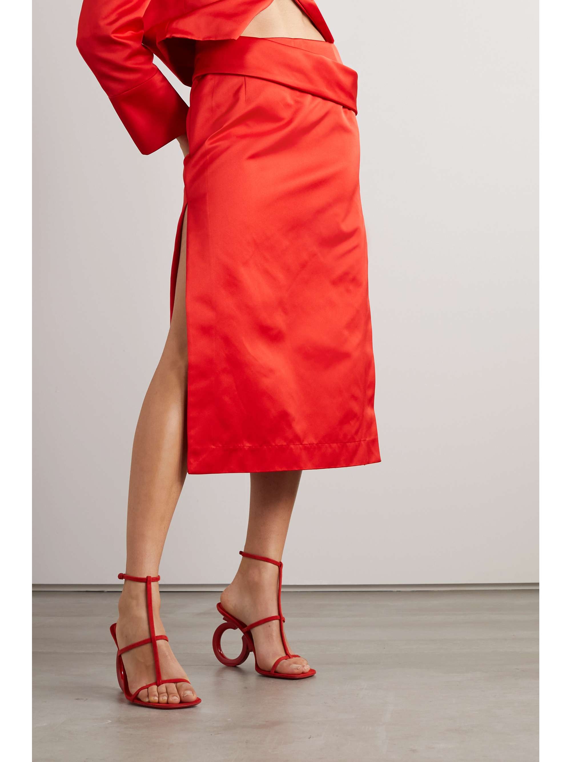 FERRAGAMO Jupe midi en satin duchesse