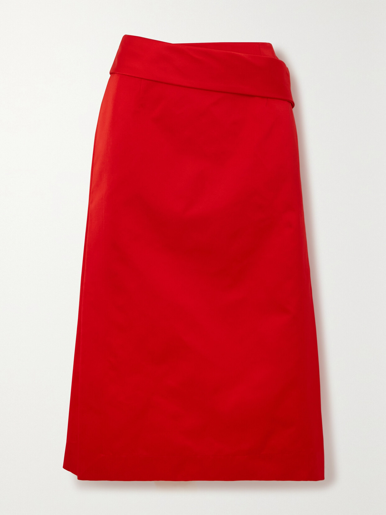 Ferragamo - Draped Duchesse-satin Midi Skirt - Red