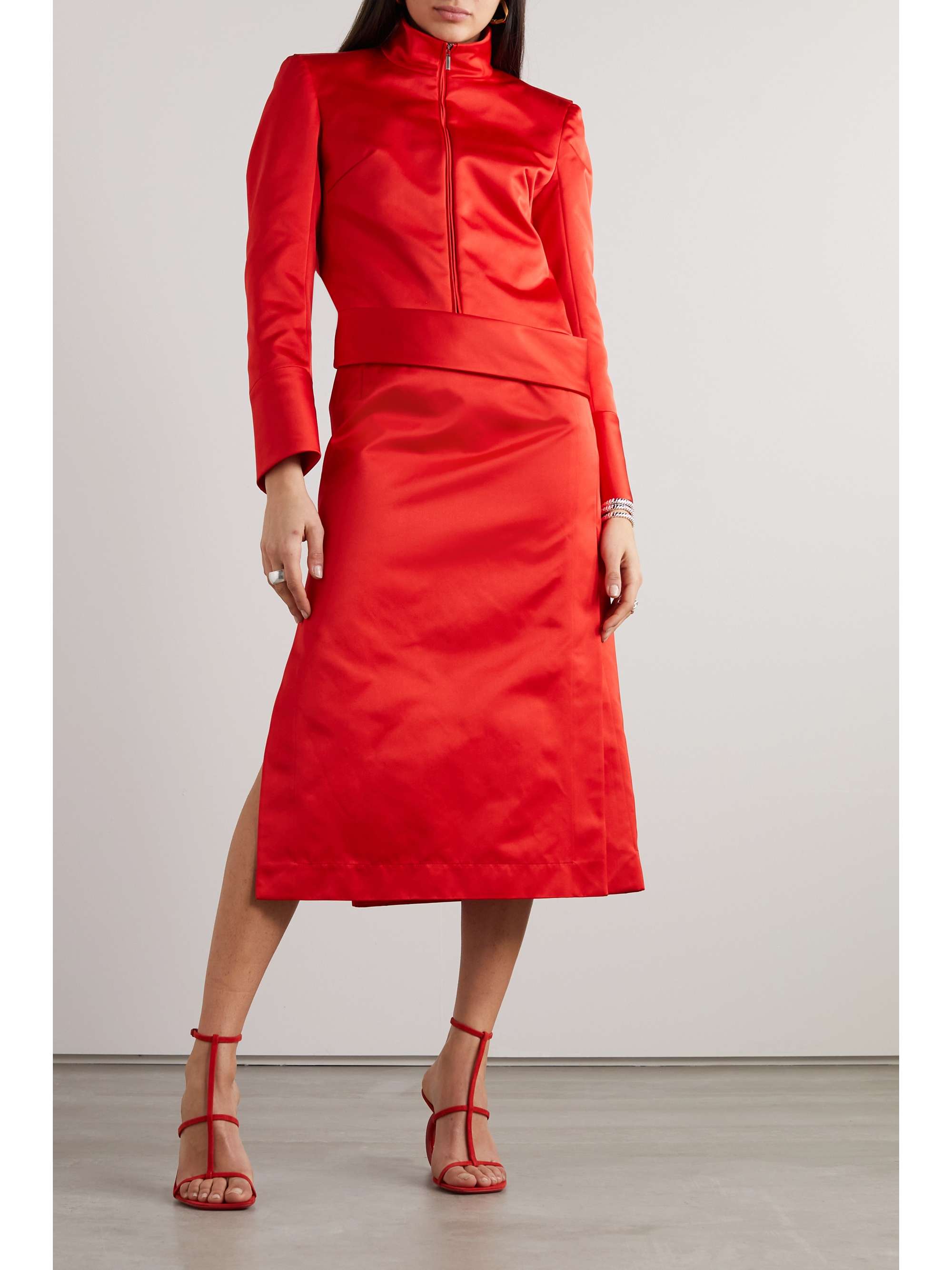 FERRAGAMO Jupe midi en satin duchesse