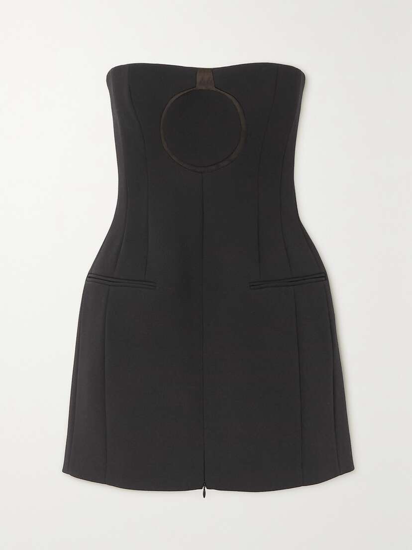Ferragamo Strapless Tulle-trimmed Wool Mini Dress