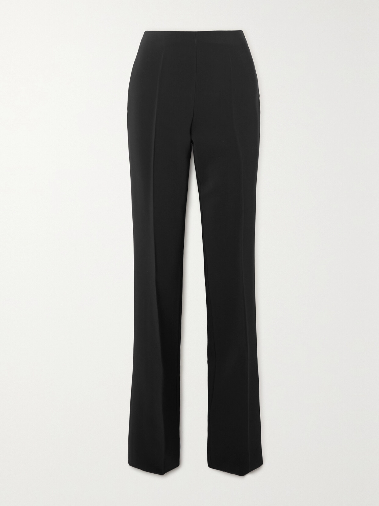 Shop Ferragamo Pleated Stretch-ponte Straight-leg Pants In Black