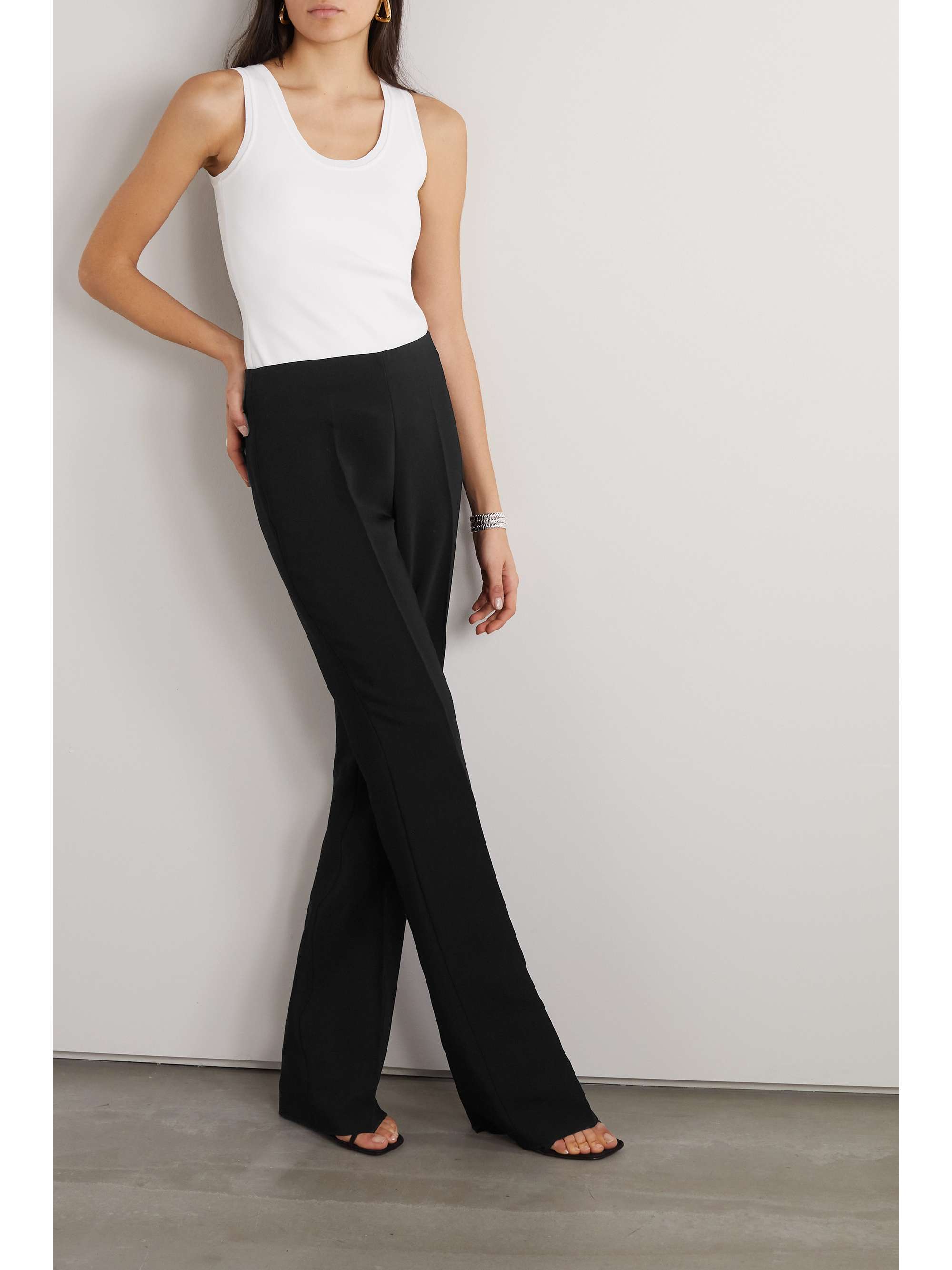 FERRAGAMO Pleated stretch-ponte straight-leg pants