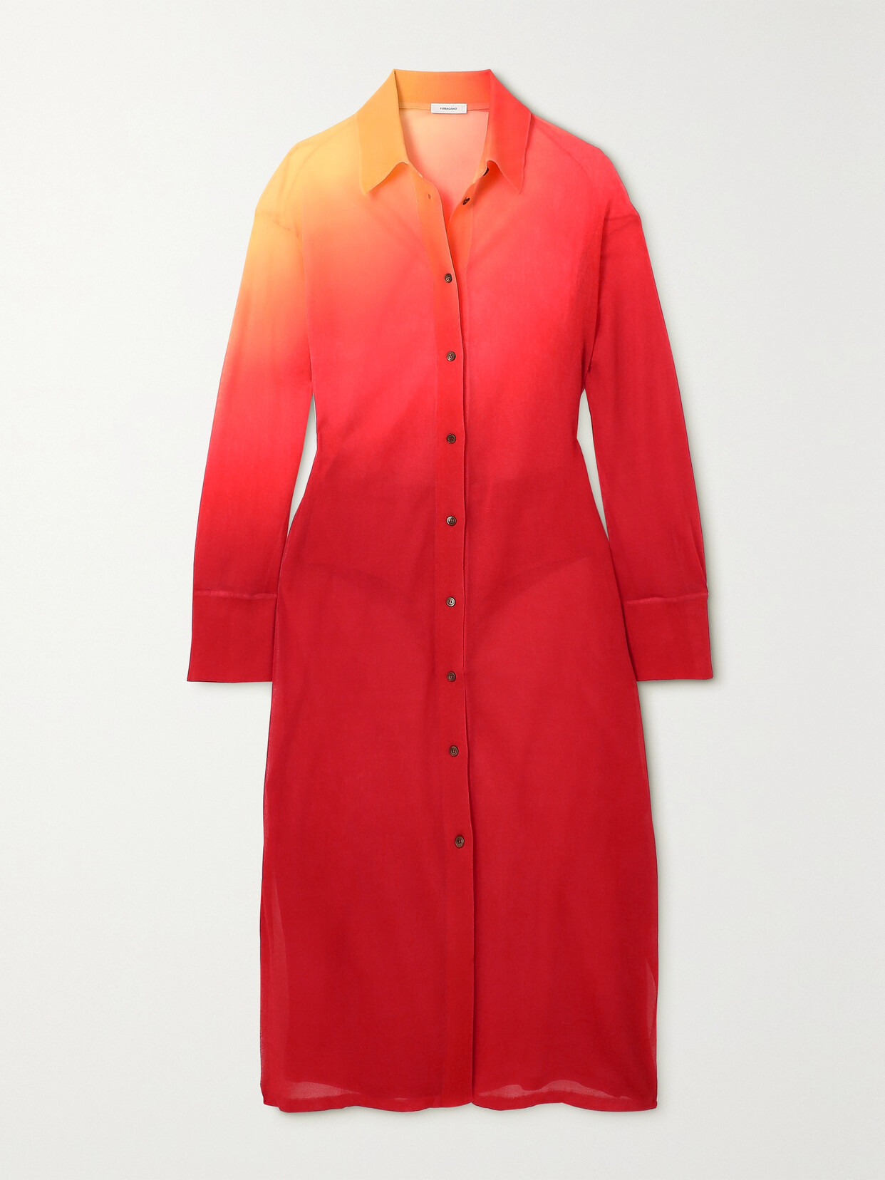 Ferragamo Ombré Silk-blend Shirt Dress In Red