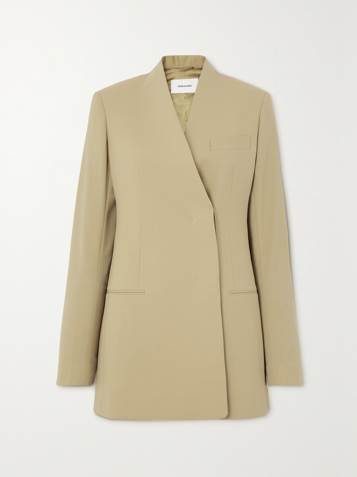 Ferragamo - Wrap-effect Wool Blazer - Gray