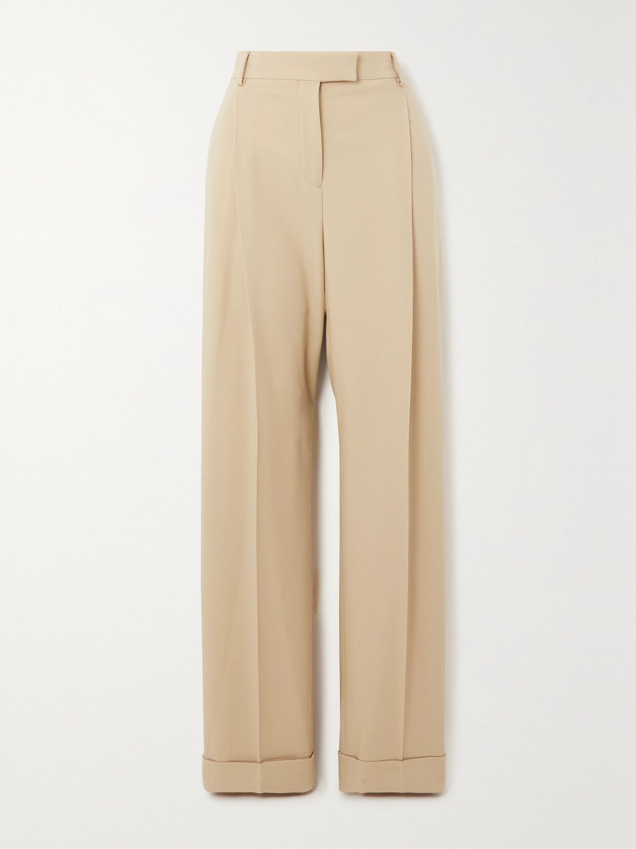 Ferragamo Pleated Wool Straight-leg Pants In Gray