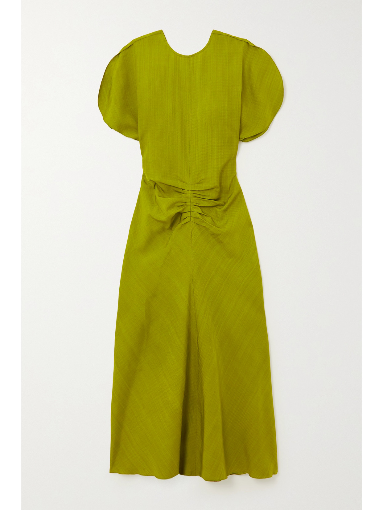 Victoria Beckham - Gathered Woven Midi Dress - Green