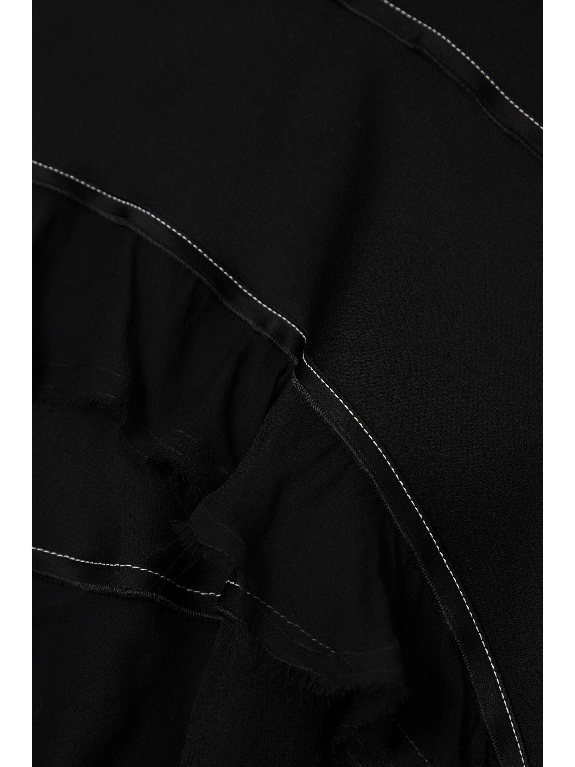 VICTORIA BECKHAM Asymmetric ruffled chiffon-trimmed crepe de chine maxi skirt