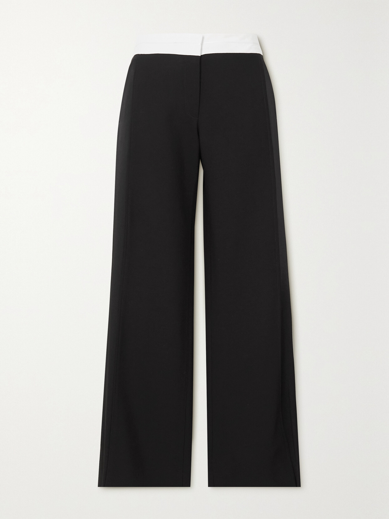 Victoria Beckham - Paneled Crepe Straight-leg Pants - Black