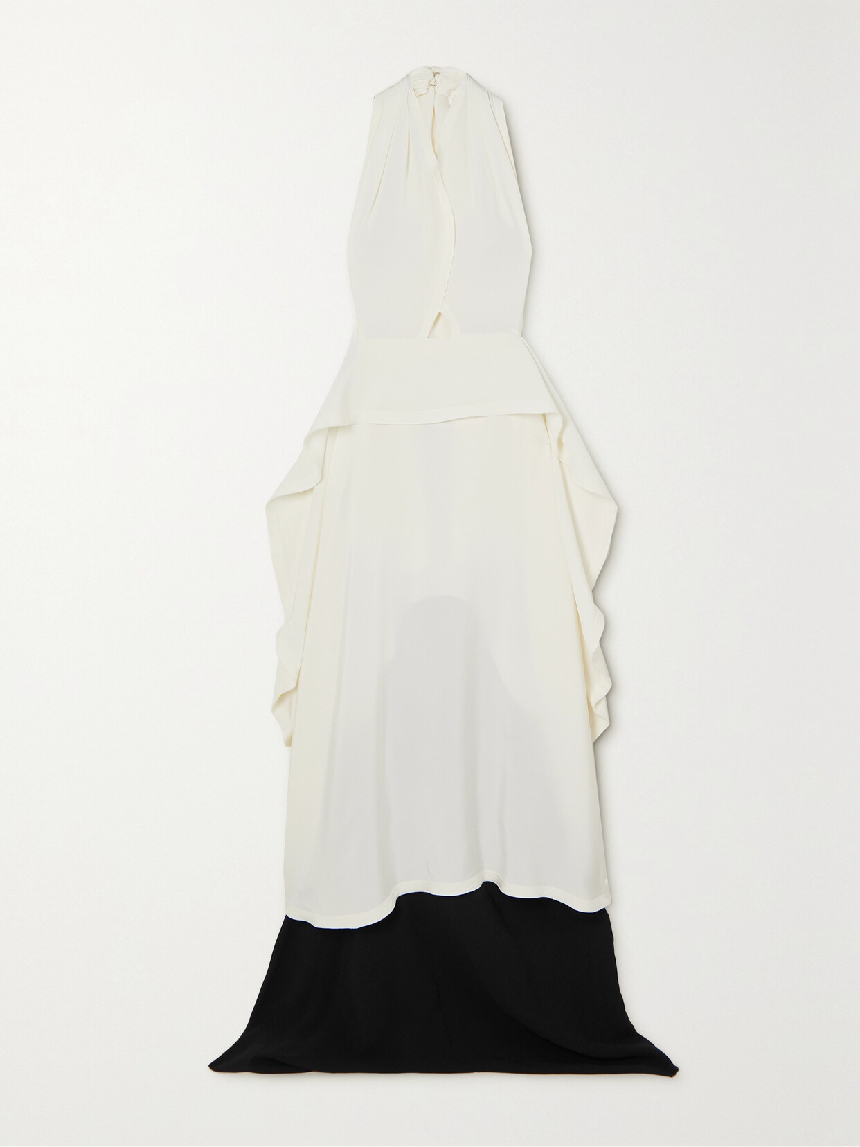 Victoria Beckham - Open-back Ruffled Crepe And Satin Halterneck Maxi Dress - Ivory