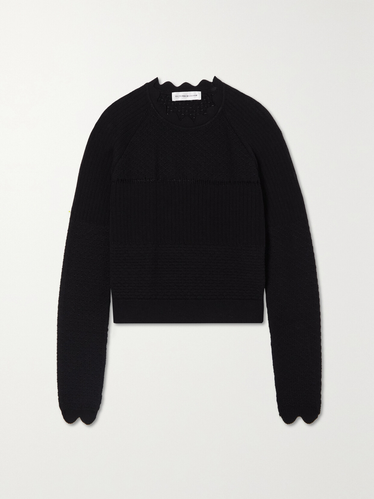 Victoria Beckham - Crochet-knit Cotton-blend Sweater - Black