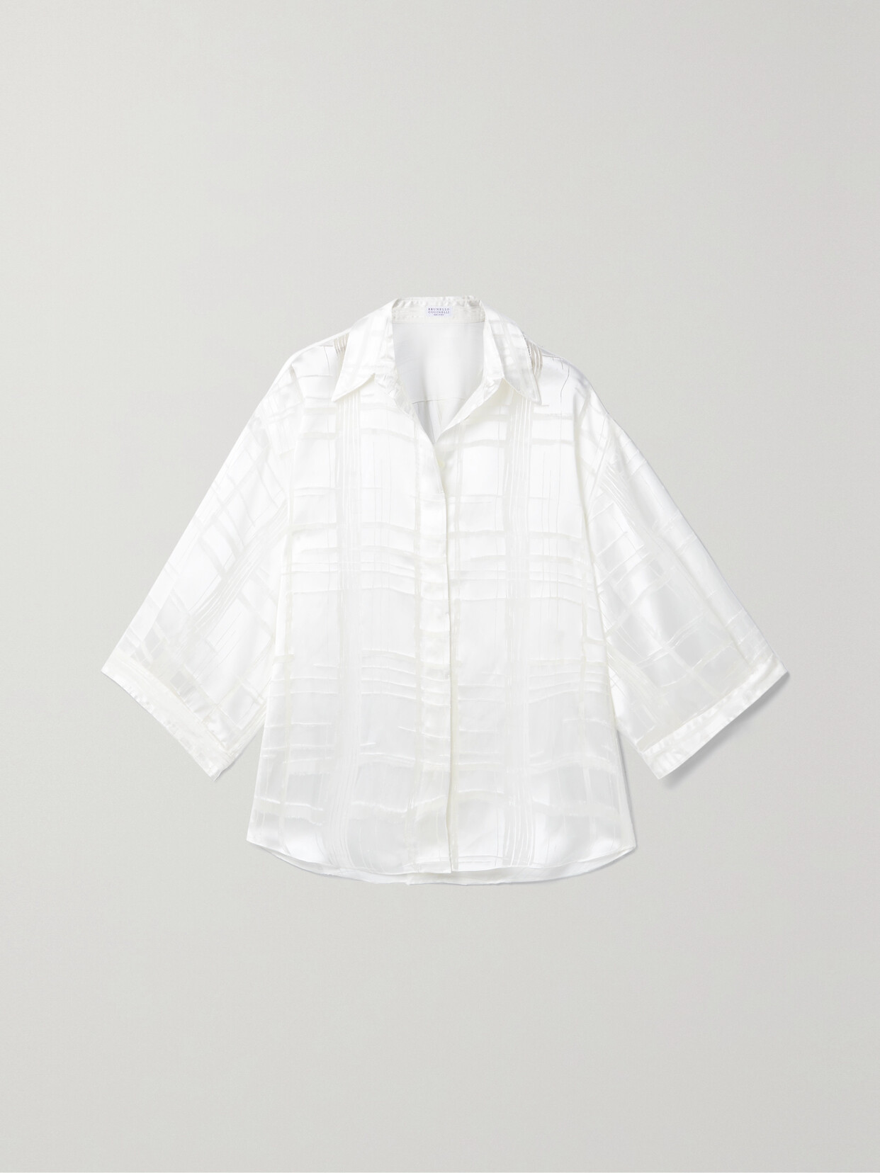 Brunello Cucinelli - Oversized Organza And Satin Blouse - White