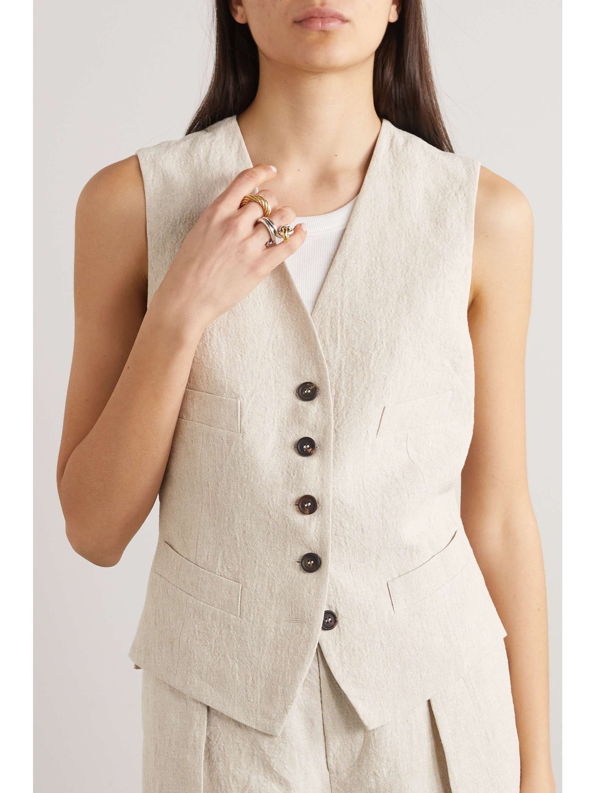 BRUNELLO CUCINELLI Crinkled-linen vest