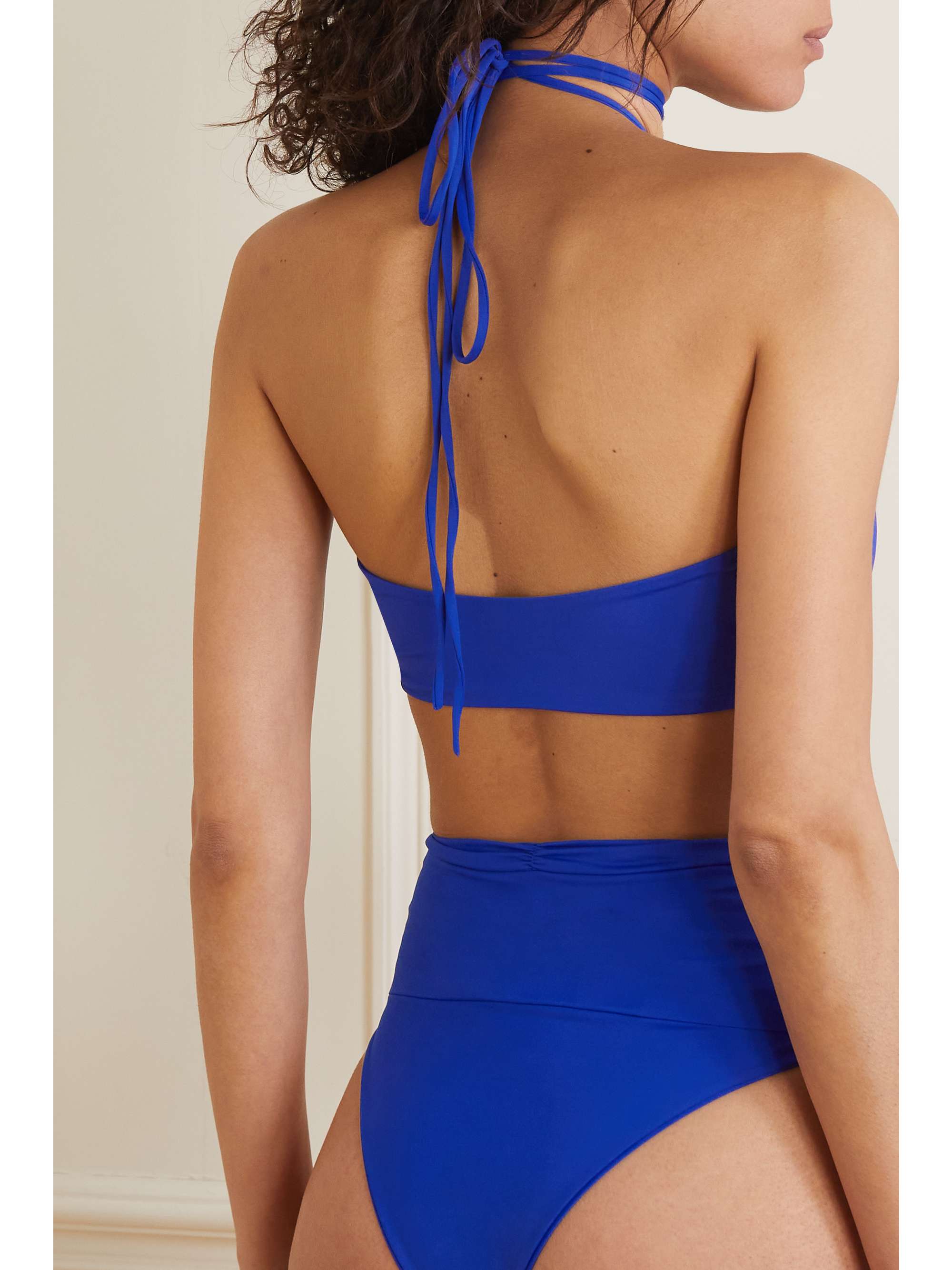 MAGDA BUTRYM Criss cross ruffled halterneck bandeau bikini top