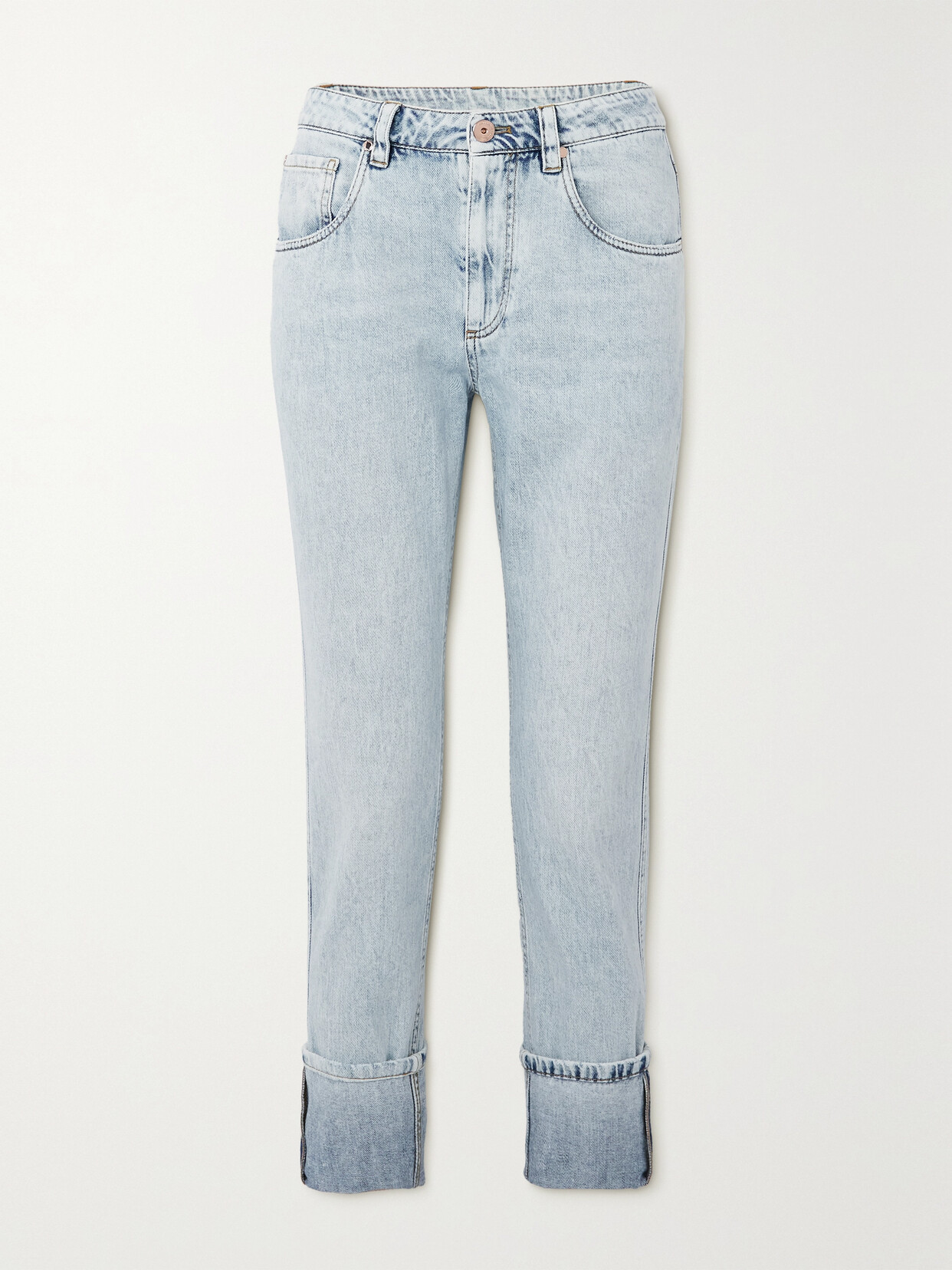 Brunello Cucinelli - Cropped High-rise Straight-leg Jeans - Blue