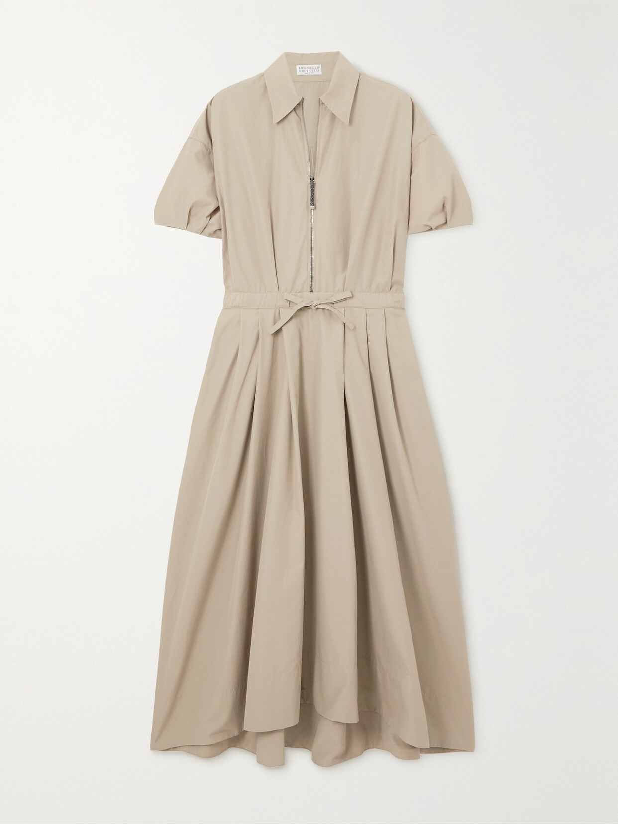 Brunello Cucinelli - Belted Shell Midi Dress - Off-white