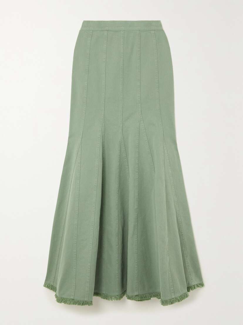 Max Mara Trudy Pleated Cotton-twill Maxi Skirt - UK 14