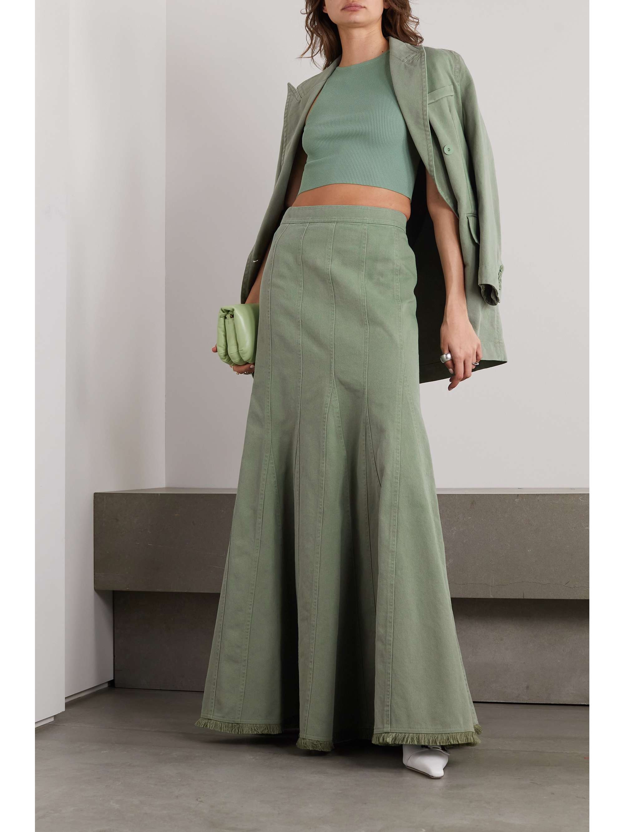 MAX MARA Trudy pleated cotton-twill maxi skirt