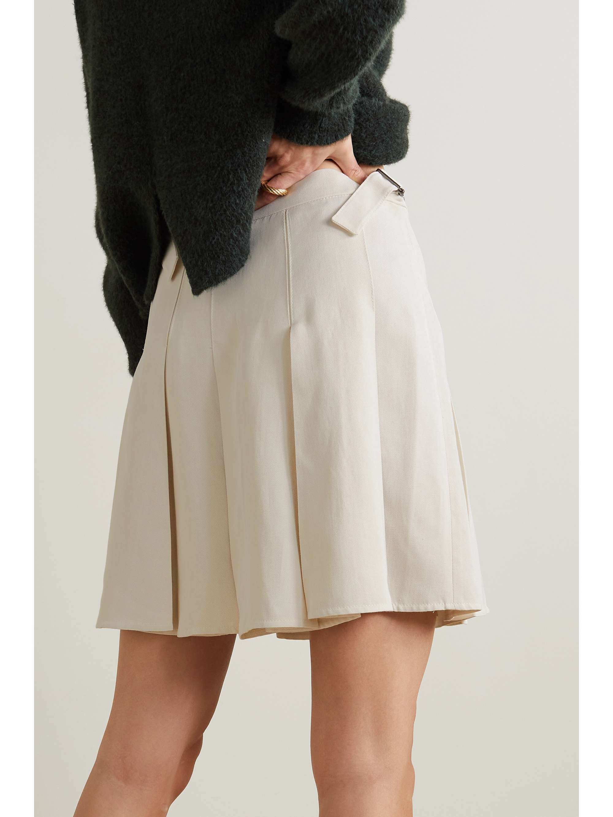 BRUNELLO CUCINELLI Bead-embellished pleated crepe mini skirt