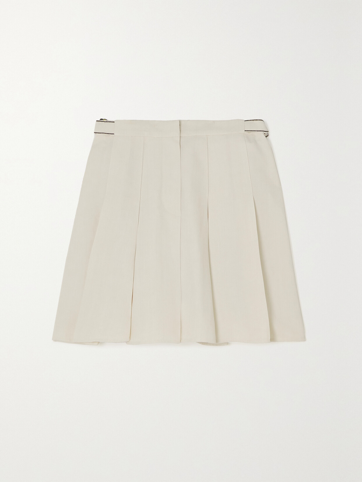 Brunello Cucinelli - Bead-embellished Pleated Crepe Mini Skirt - White