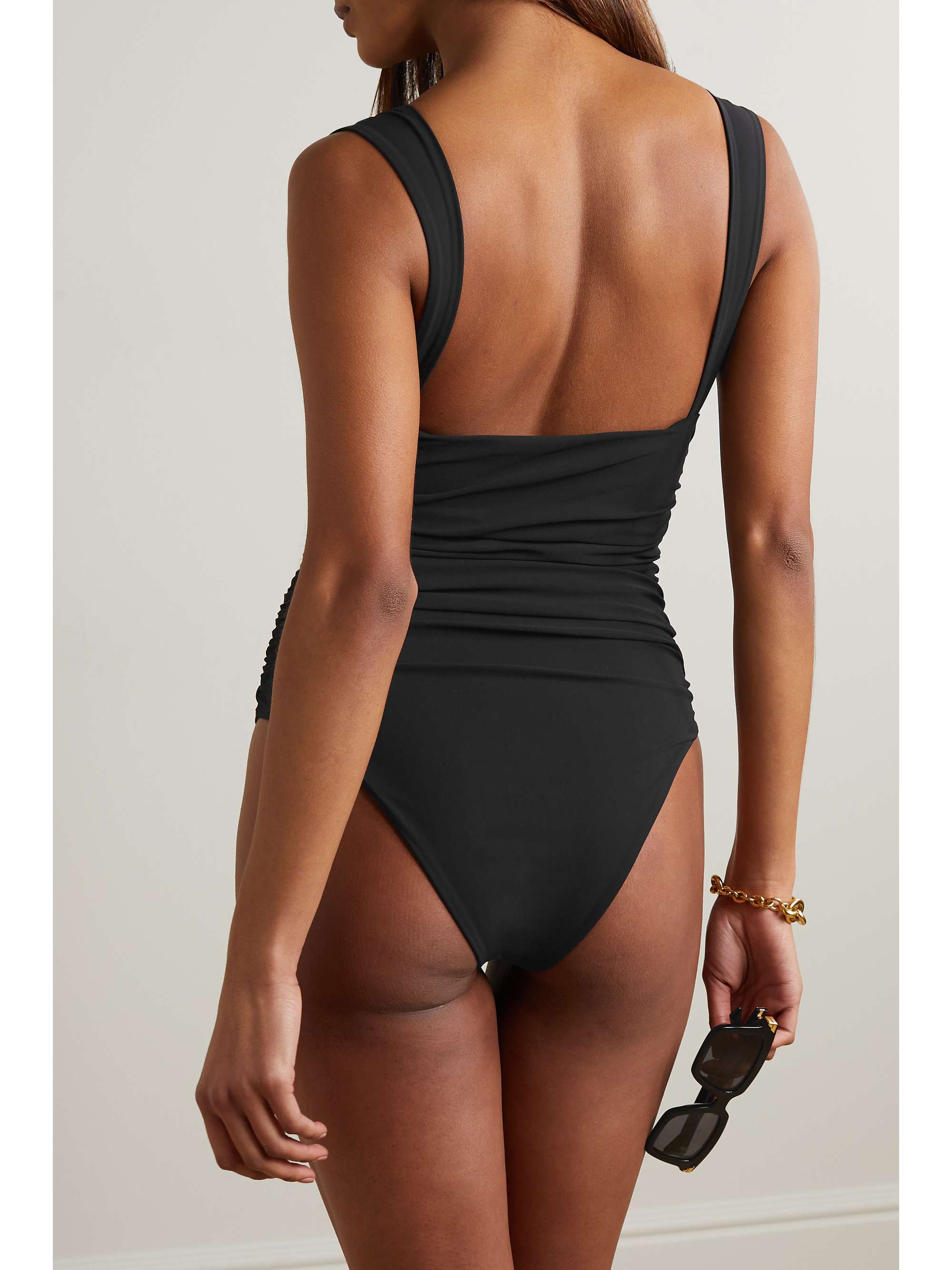 MAGDA BUTRYM Embellished ruched swimsuit