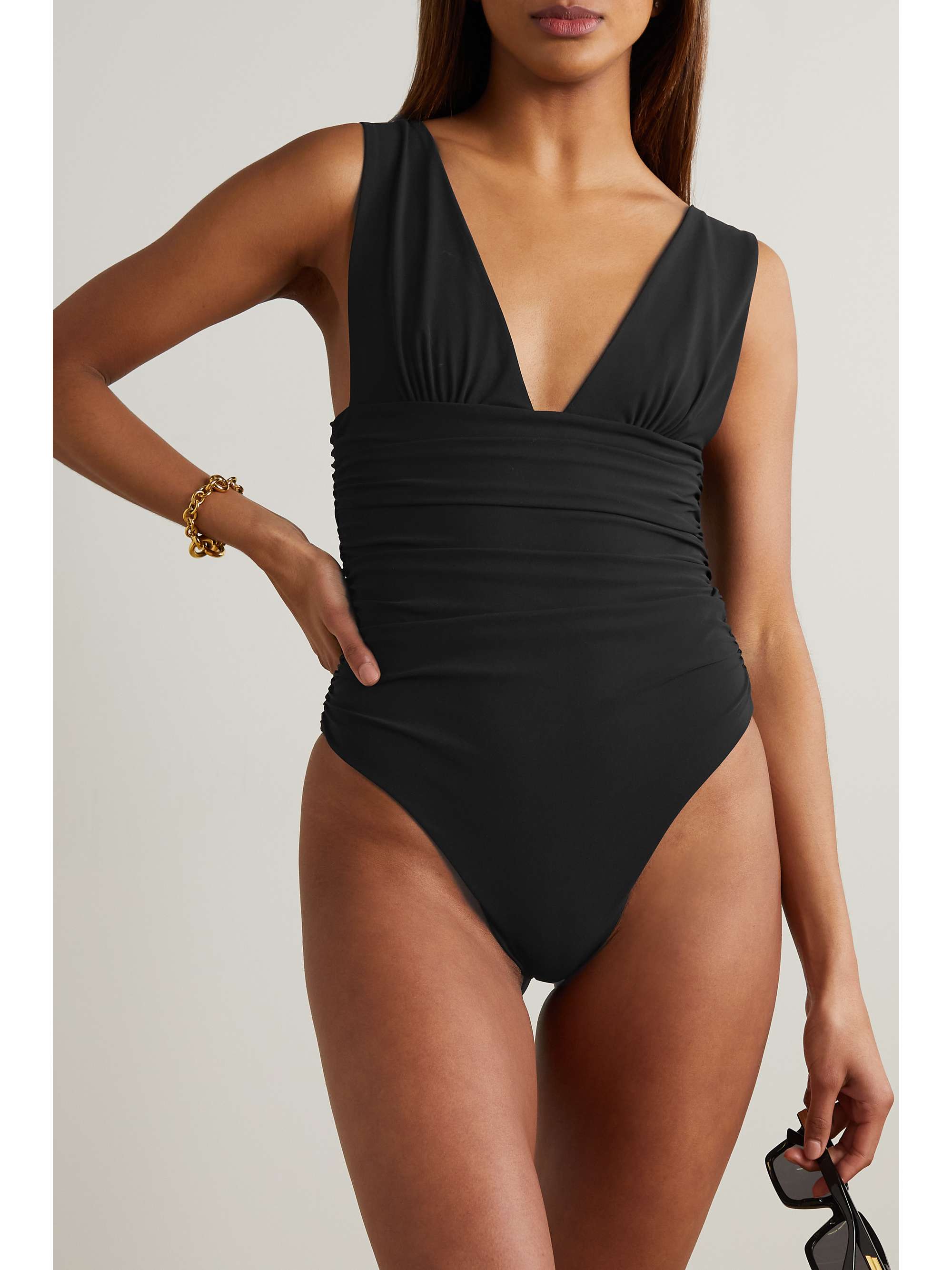MAGDA BUTRYM Embellished ruched swimsuit