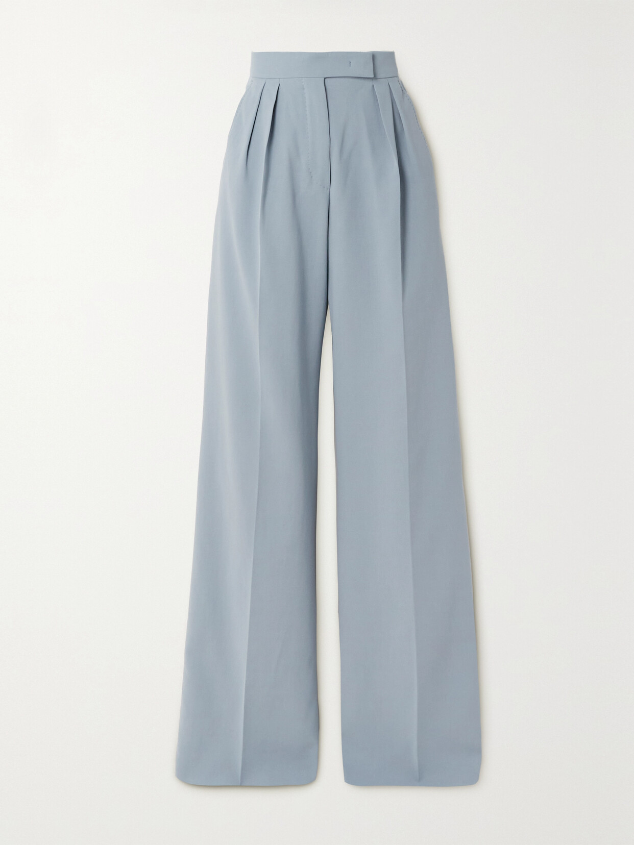 Shop Max Mara Mimma Pleated Cotton-crepe Wide-leg Pants In Blue