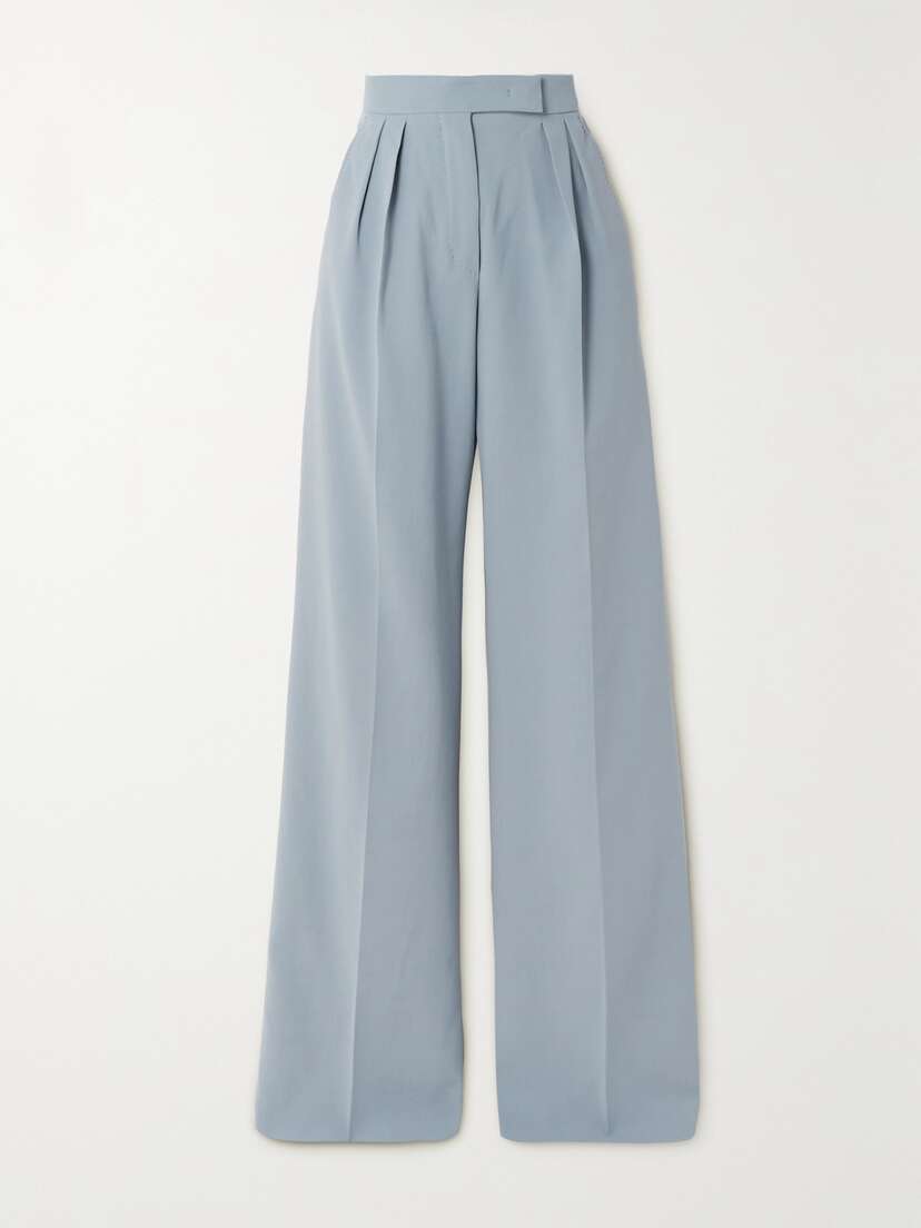 Max Mara Mimma Pleated Cotton-crepe Wide-leg Pants